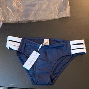 Seafolly Blue/White Hipster Bikini Bottoms 10 NWT